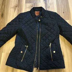 ZARA GIRLS QUILTED NAVY JACKET 14/16 EXCELLENT COND